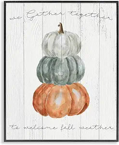 Pumpkins Gather Together Fall, 16 x 20 Inch Framed Gicle Print