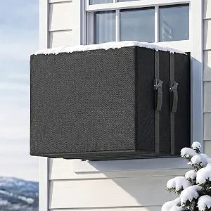 Window Air Conditioner Cover for Outside, 3 Layers Winter Insulation for Window AC Unit, Waterproof & Windproof & Dustproof, Heavy Duty Air Conditioner Covers Outdoor , 17"W x 13"H x 12"D, Black