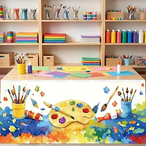 Fancy Land Back to School Teacher Gifts Desk Skirt Art Teacher Table Skirt
