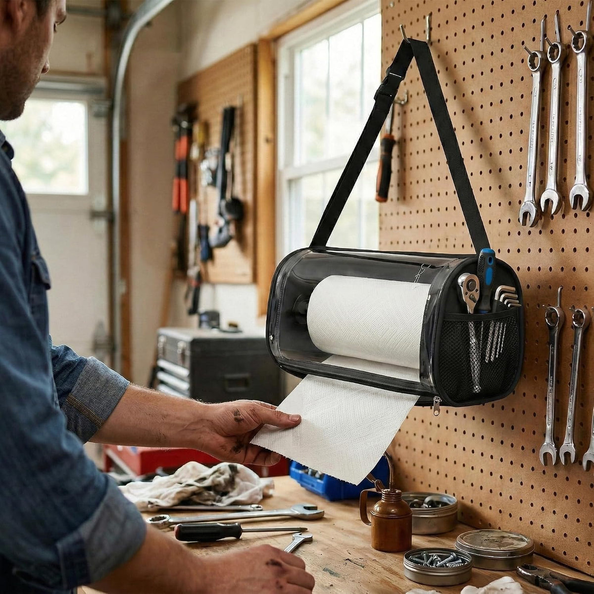 Portable Garage Paper Towel Holder: Water-Resistant Toilet Paper Dispenser