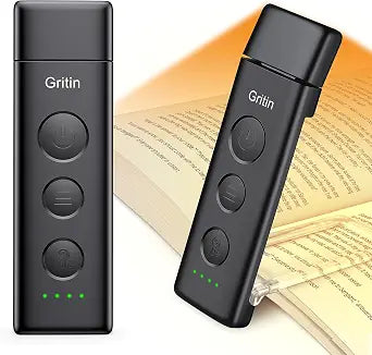 Gritin Book Light Rechargeable, Clip on LED Reading Light for Books in Bed