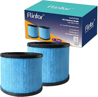 TPAP002 Replacement Filters, Compatible with TOPPIN TPAP002 Air Purifier Comfy Air C1, 3-in-1 H13 Grade Filtration Set, Part# TPFF002, 2-Pack