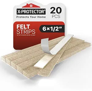 X-Protector Felt Furniture Pads - 20 PCS 6 x 1/2" - Premium Felt Strips