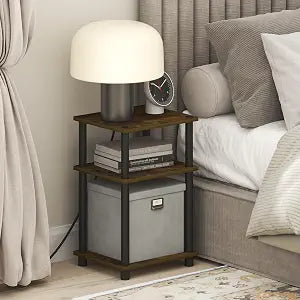 Furinno JUST 3-Tier Charging Station Night Stand, Amber Pine