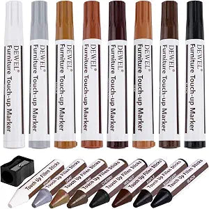 DEWEL Furniture Touch Up Markers, 17-Piece Wood Repair Kit with Wax Sticks