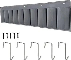 RVZONE RV Shoe Pockets 10 Pockets Heavy Hanging Bedside Storage Organizer with Sturdy Hooks Storage Pockets Hangs on bed for Shoes Toys and Tool Accessories