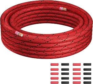 8 Gauge Wire 20 FT, Primary Automotive Power or Ground Wire, Battery Cable, Nylon Braided Jacket, Copper Clad Aluminum, Car Audio Amplifier RV Trailer Electrical Wire, with 10 Heat Shrink Tubing, Red