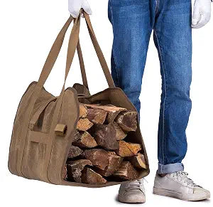 Firewood Carrier, Waxed Canvas Bag, Heavy Duty Tote Bag for Logs