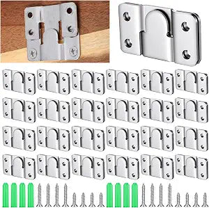48 Pcs Flush Mount Bracket Kit, 24 Pairs Heavy Duty Hanging Hardware with Screws & Anchors, Stainless Steel Z-Clip for 100lb Picture Frames, Furniture, Art Gallery Wall Mount