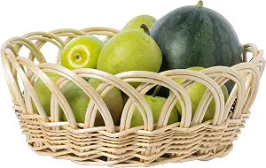 Vintiquewise 16 Inch Large Wooden Bread Basket and Fruit Bowl, Decorative Wood Serving Tray, Centerpiece Bowl for Kitchen Counter, Bread Baskets for Serving