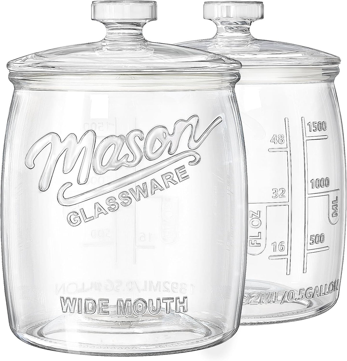 Wide Mouth Cookie Jar, 1/2 Gallon Glass Jar for Airtight Food Storage, 64oz