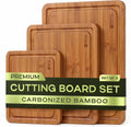 ROYAL CRAFT WOOD Wooden Cutting Boards for Kitchen Meal Prep & Serving - Bamboo Non Toxic Cutting Board Set with Deep Juice Groove Side Handles - Charcuterie & Chopping Butcher Block for Meat (3 Pcs)