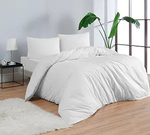 100% Cotton Jersey Duvet Cover Set - Ultra Soft & Breathable - All-Season Comfort - Easy Fit with 4 Corner Ties - Includes 1 Pillowcase - 2-Piece Bedding Set (White, Twin/Twin XL)