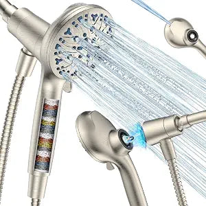 High Pressure Filtered Shower Head with Handheld, Upgrade Magnetic 10-Mode Handheld Showerhead Built-in Power Wash for Bathroom Cleaning, Detachable Shower Head with 71" Shower hose