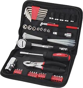 Apollo Tools 56 Piece Compact SAE Auto Tool Set, Red DT9774