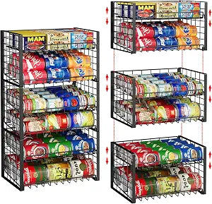 3-Pack Stackable Can Rack Organizer, Adjustable Can Holder for Pantry