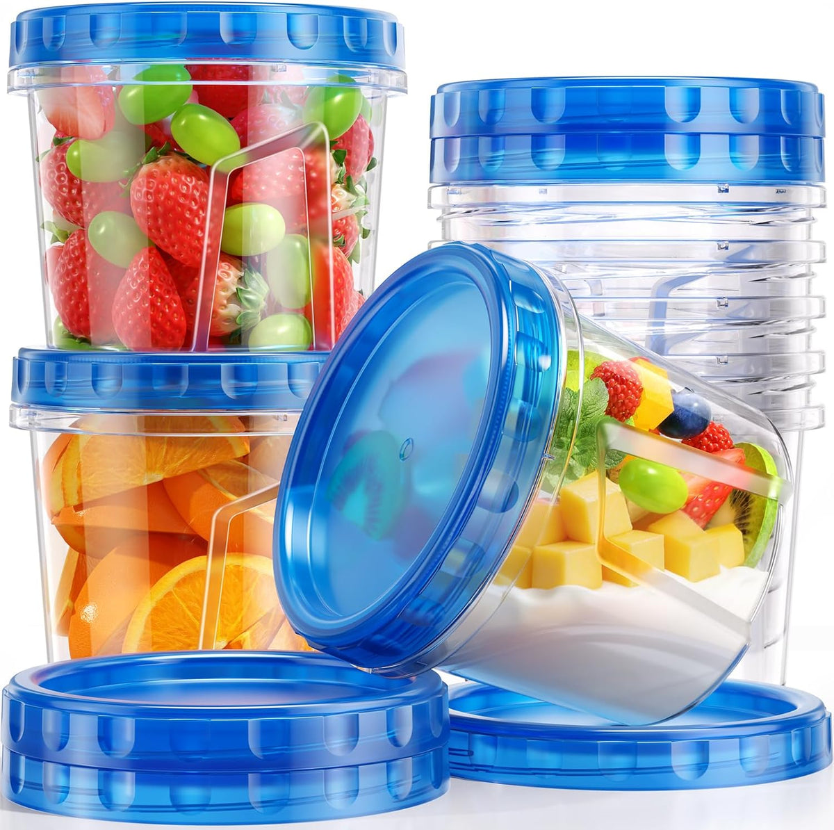 Canfanni 8 Pack-24 OZ Freezer Storage Containers, Plastic Soup Container with Lids, BPA Free Food Storage Containers with Twist Top Lids, Reusable, Microwave and Dishwasher Safe