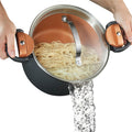 GOTHAM STEEL 5 Qt Stock Pot with Strainer Lid, Titanium Ceramic Nonstick