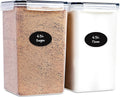 Extra Large Flour and Sugar Storage Containers 6.5L/220 Fl. oz; Set of 2 Plastic Bulk Airtight Food Storage Rice Containers With Lids - Kitchen Pantry Organizer and Storage Canisters, Marker & Labels