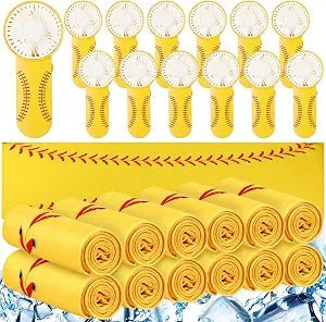 Tujoe 24 Pcs Softball Party Favor 12 Cooling Towels 12 Fans Softball Gifts