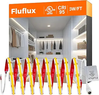 COB LED Strip Lights White 4000K, Premium 12V DC Tape Light with Strong 3M VHB Backing, CRI 95, UL Listed, Cuttable, Dimmable for Pros, Bedroom, Mirror, Closet (NO Power Supply)