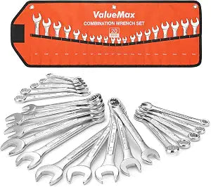 ValueMax 20PCS Mechanics Wrench Set Metric and Standard with Roll Up Pouch