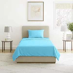 Home Bedford Brushed Microfiber Sheet Set, Light Blue, 3 Piece, Twin