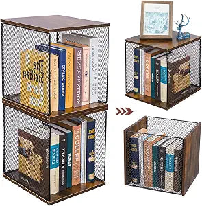 Dmevkic 2 Cube Organizer Bookshelves DIY Variable Stackable Cube Storage Organizer for Kid Bedroom,Living Room,Small Bookshelf Black Brown Wooden