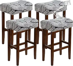 Waterproof Bar Stool Covers Rectangle Set of 4 Stretchable Patterned Seat Covers for Backless Barstools Washable