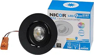 Nicor Lighting 2 inch LED Gimbal Downlight in Black, 3000K (DLG2-10-120-3K-BK)