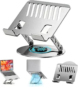Laptop Stand for Desk - All-Metal Ergonomic Computer Stand & Laptop Riser, 360 Rotatable & Adjustable & Foldable, Laptop Holder for MacBook Pro/Air, Dell XPS, HP, Notebooks (10-17.3"), Gray