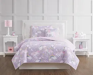 My World Rainbow Unicorn Twin 3 Piece Quilt Set