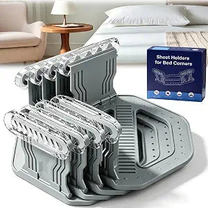 Fitted Sheet Grippers 4Pcs Grey, Keep Sheets Firm & Secure, No More Loose
