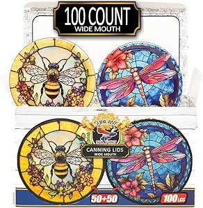 Canning Lids-Certified Food Grade Thickest BPA/BPS free Mason Jar Lids & Canning Supplies-Canning Jars Lid for Wide Mouth Mason Jars.Airtight Glass Window Can Lids & Canning Jar Lids by Supa Ant-100pk