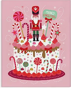 Christmas Candy Dessert Cake, 16 x 20 Inch Canvas Wall Art