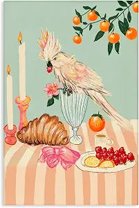 Breakfast with Cockatiel Bird, 20 x 30 Inch Canvas Wall Art