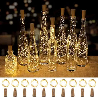 Brightown 10 Pack 7ft Battery Operated Wine Bottle Lights with Cork