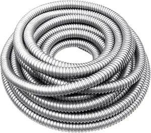 1/2 Inch x 50 Ft Flexible Reduced Wall Electrical Conduit, Galvanized Steel Metal Flexible Conduit for Electrical Wiring, Outdoor Cable Management and Greenfield Application
