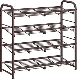 SONGMICS 4-Tier Stackable Metal Shoe Rack, Holds Up to 16 Pairs of Shoes