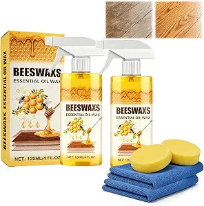 2PCS Beeswax Wood Polish Spray, Beeswaxs Essential Oil Wax,Natural Beeswax Spray, Beeswax Furniture Polish,Wood Seasoning Beewax For Furniture Floor, for Furniture, Floor, Tables