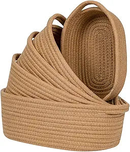 CubesLand Small Storage Basket Cotton Rope Organizer Baskets for Shelves