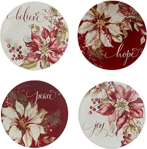 Certified International Winters Joy 9" Salad/Dessert Plates, Set of 4 Assorted Designs