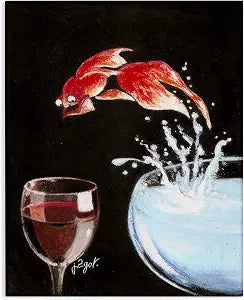Stupell Industries 'Fish Leaping Into Wine Glass'| Canvas Art