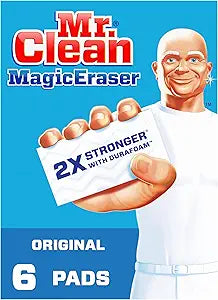 Mr. Clean Magic Eraser Original Cleaning Pads, Multi Purpose Cleaner, Bathroom Cleaning Supplies, All Purpose Cleaner, White, 6 Count