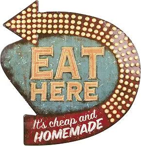 Creative Co-Op Metal Eat Here Retro Wall Dcor, Multicolor