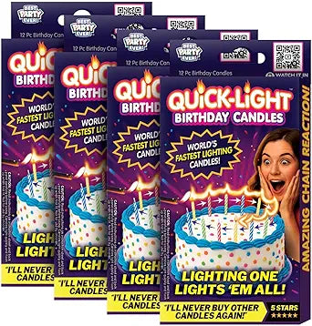 BEST PARTY EVER! Quick Light Chain Reaction Bithday Cake Candles, 48 Count