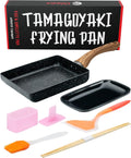 Oleex Tamagoyaki Pan Set - Japanese Omelette Pan with Kitchen Cooking Tools Like Musubi Mold, Spatula & Other Omelet Accessories - Multifunctional PFOA-Free Nonstick Square Frying Pan - 5x7 Inches