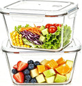 2 Pack 85oz Large Capacity Airtight Glass Containers with Lids, Meal Prep & Pickling, Microwave & Freezer Safe