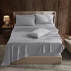 Hearth & Harbor Extra Deep Pocket Sheet Sets, Luxury Soft 6 Piece Bed Sheet Set Fits Mattress 18-24 Inches - Split King Size, Grey