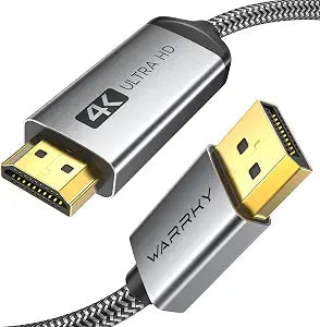 Warrky 4K DisplayPort to HDMI Cable,6FT, Uni-Directional, DP to HDMI Cord
